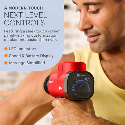 LifePro SonicPro Massage Gun Deep Tissue with Heat — Percussion Massager Gun 10 Speeds 9 Heads — Muscle Massager for Athletes Back, Legs, Arms