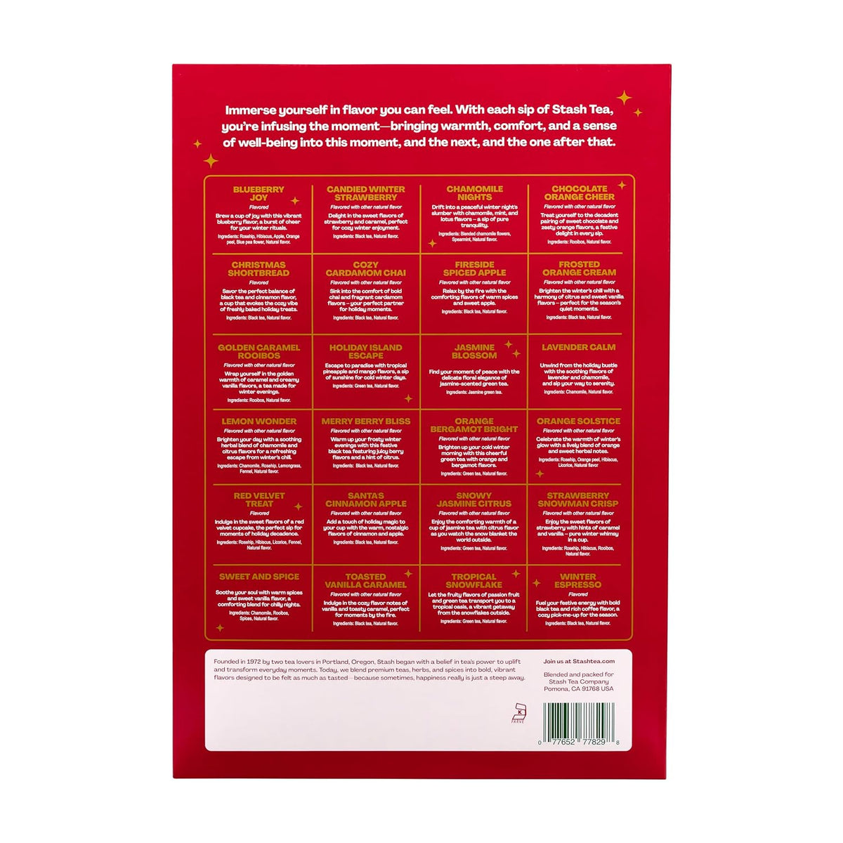 STASH Tea Advent Calendar 2026, 24 Bags, Black, Green & Herbal Teas
