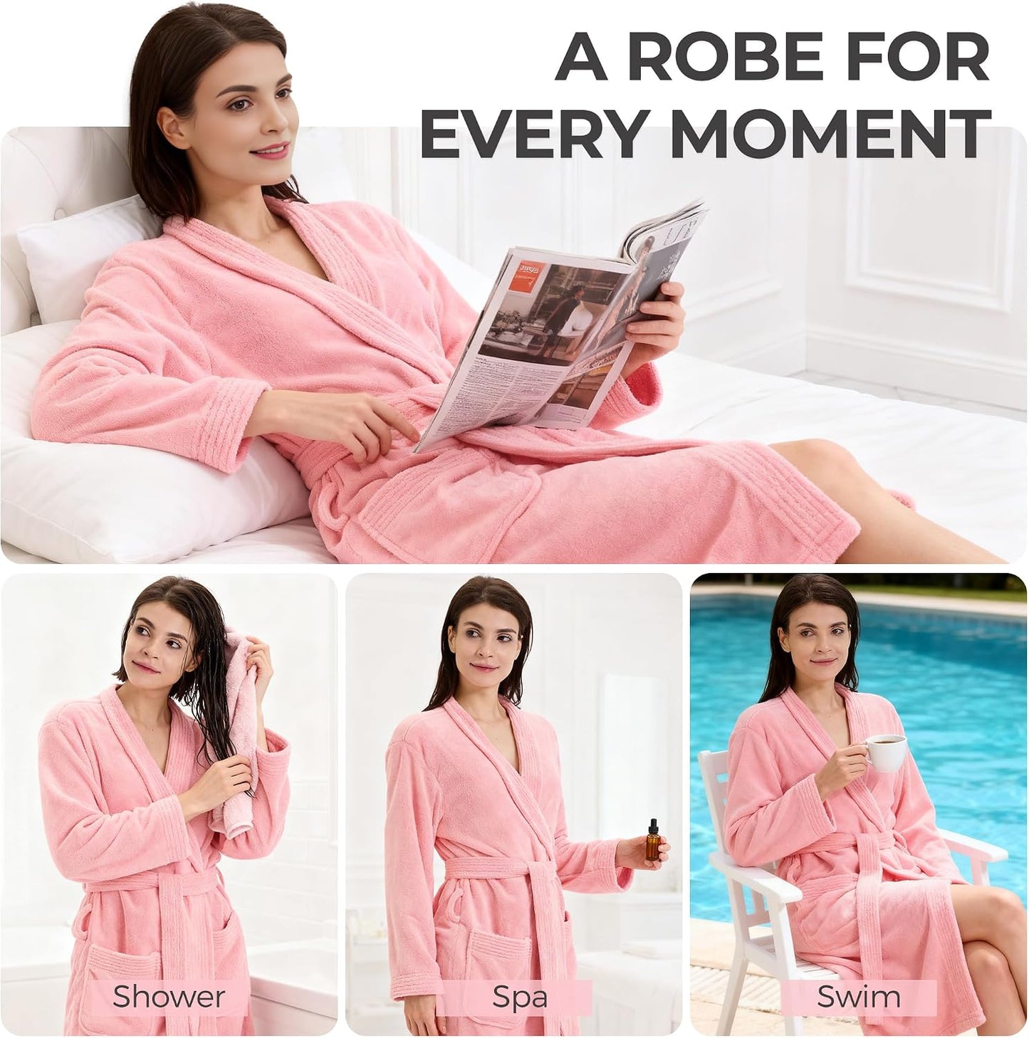 PJGGZ Towel Robe for Women – Soft Absorbent Kimono Bathrobe, Quick-Dry Spa Shower & Hotel Use