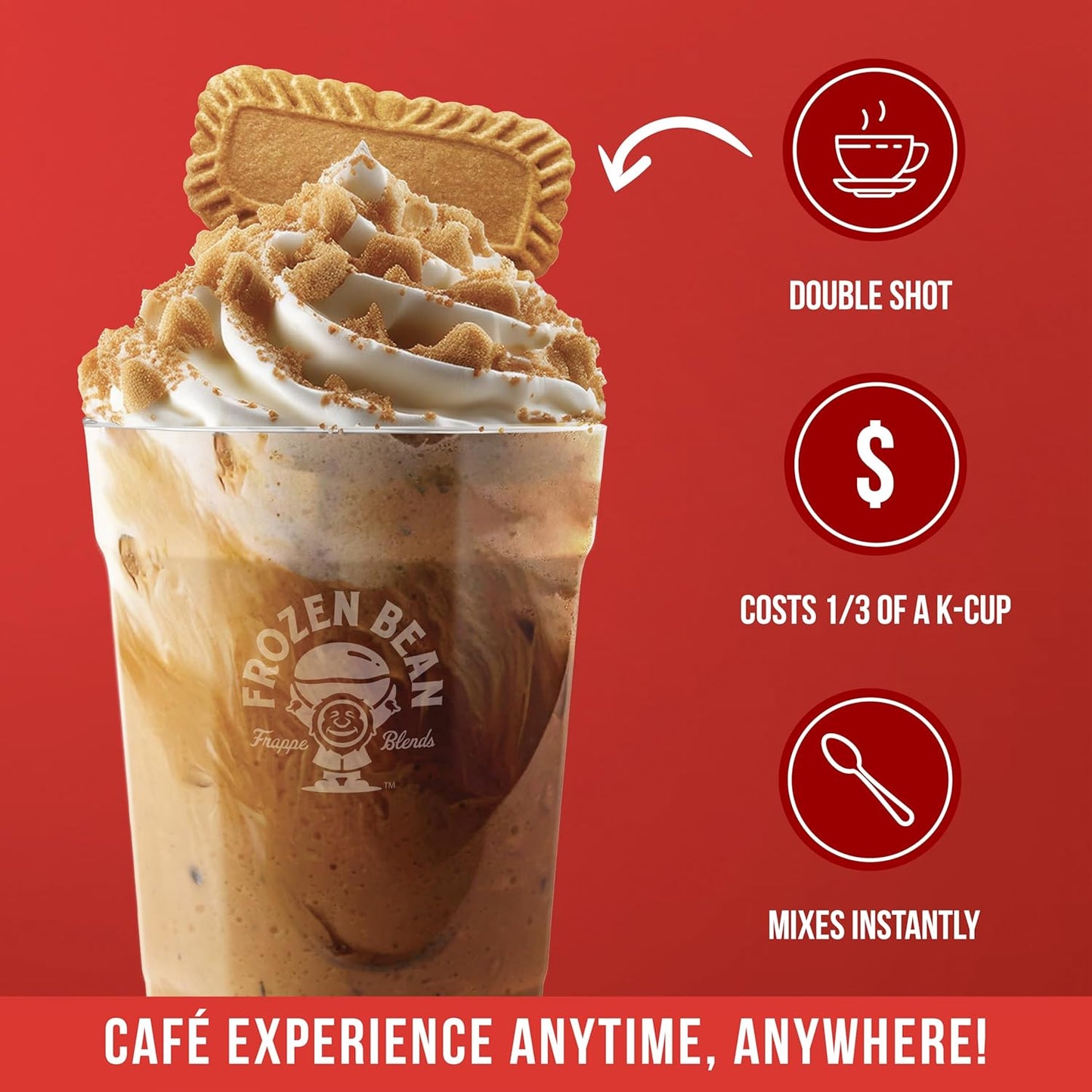 The Frozen Bean Vanilla Bean Frappe & Latte Instant Mix (10 Sticks), Made with Arabica Coffee, Double Shot Caffeine, Low Sugar & Premium Ingredients, Hot, Iced, or Blended Drinks