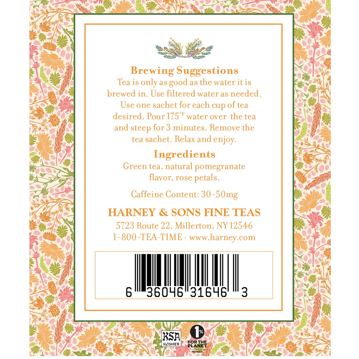 Harney & Sons Jane's Garden Green Tea, 20 Sachets in Tin