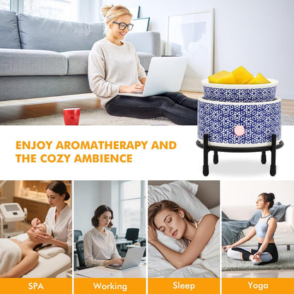 EQUSUPRO Wax Melt Warmer for Scented Wax Melts 3-in-1 Electric Ceramic Candle Wax Warmer Burner Fragrance Wax Melter for Home Office Bedroom Gift & Decor (Leaf)