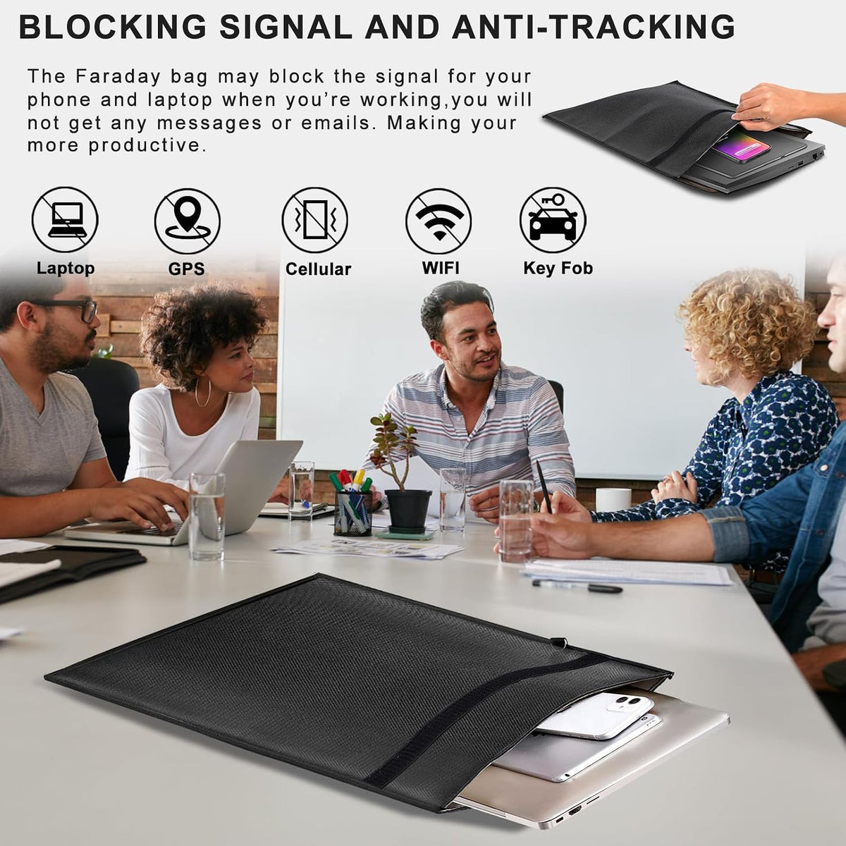 Military Grade Faraday Bags for Phones & Car Keys, Anti-Tracking Anti-Theft Signal Blocking Pouch, Faraday Key Fob Protector
