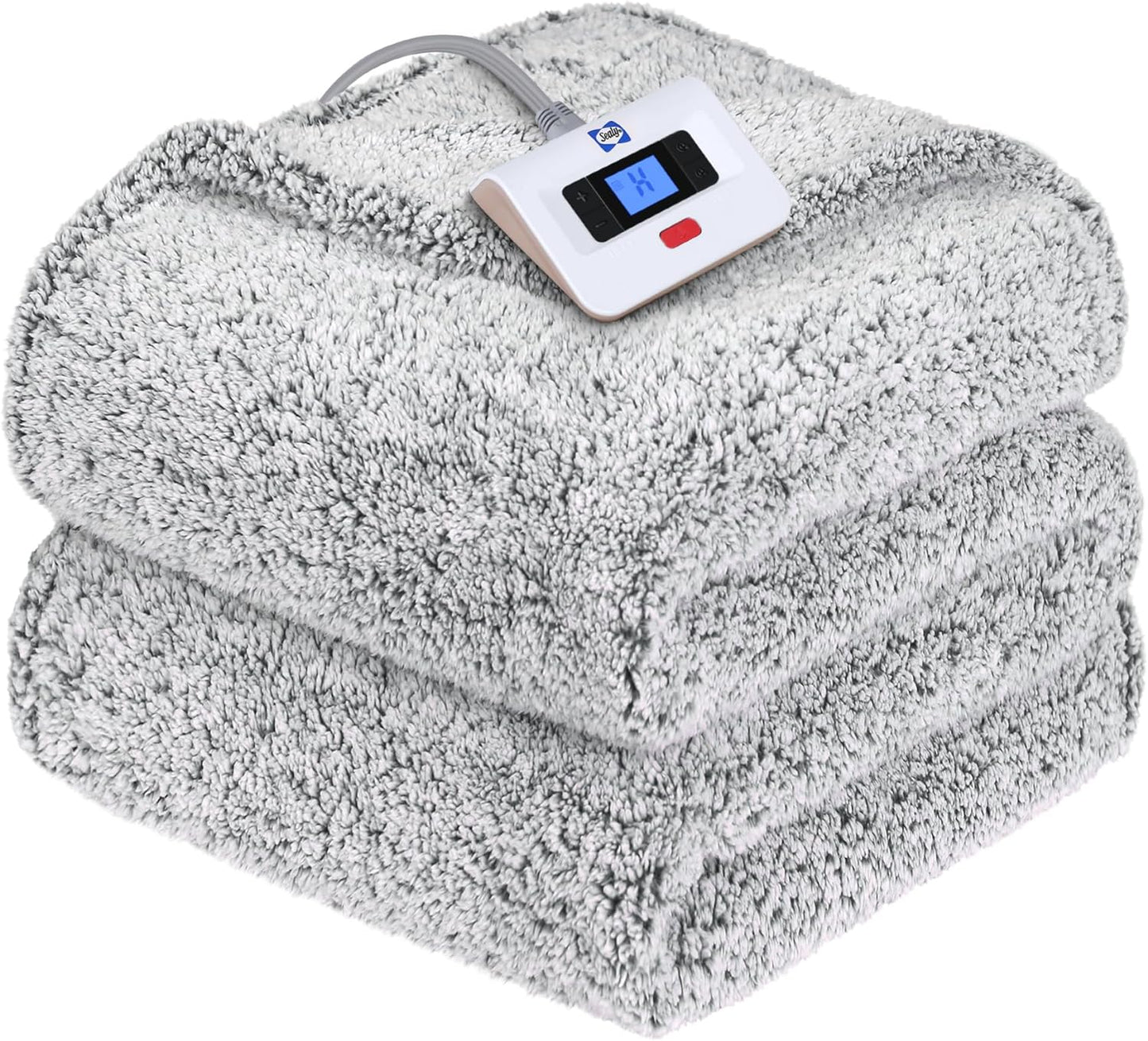 Sealy Electric Blanket Heated Throw 50"x60" Soft Double Sherpa Super Cozy with 6 Fast Heating Levels & 2-10 Hours Auto-Off, Over-Heat Protection, Machine Washable, Charcoal