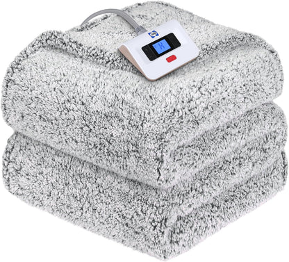 Sealy Electric Blanket Heated Throw 50"x60" Soft Double Sherpa Super Cozy with 6 Fast Heating Levels & 2-10 Hours Auto-Off, Over-Heat Protection, Machine Washable, Charcoal