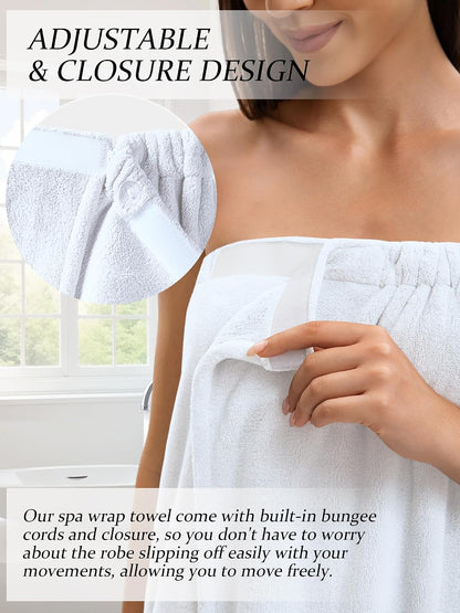 Towel Wrap For Women After Shower，Plush Bath Robe Female，Sauna Spa Wrap Around Towels With Pockets