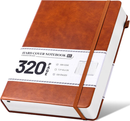 CAGIE Lined Journal Notebook for Women Men 320 Pages 100 Gsm Paper Thick Journaling Notebooks A5 Leather Journals for Writing Hardcover Journal Supplies for Work Note Taking Diary, 5.7x8.3 In, Green
