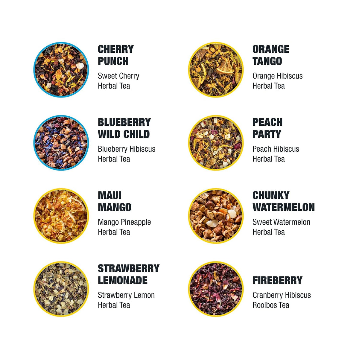Tiesta Tea Fruity Tea Sampler Dry Flight Set Loose Leaf No 8 Pouches