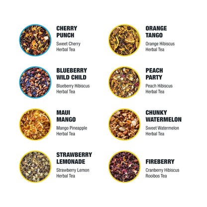 Tiesta Tea Fruity Tea Sampler Dry Flight Set Loose Leaf No 8 Pouches