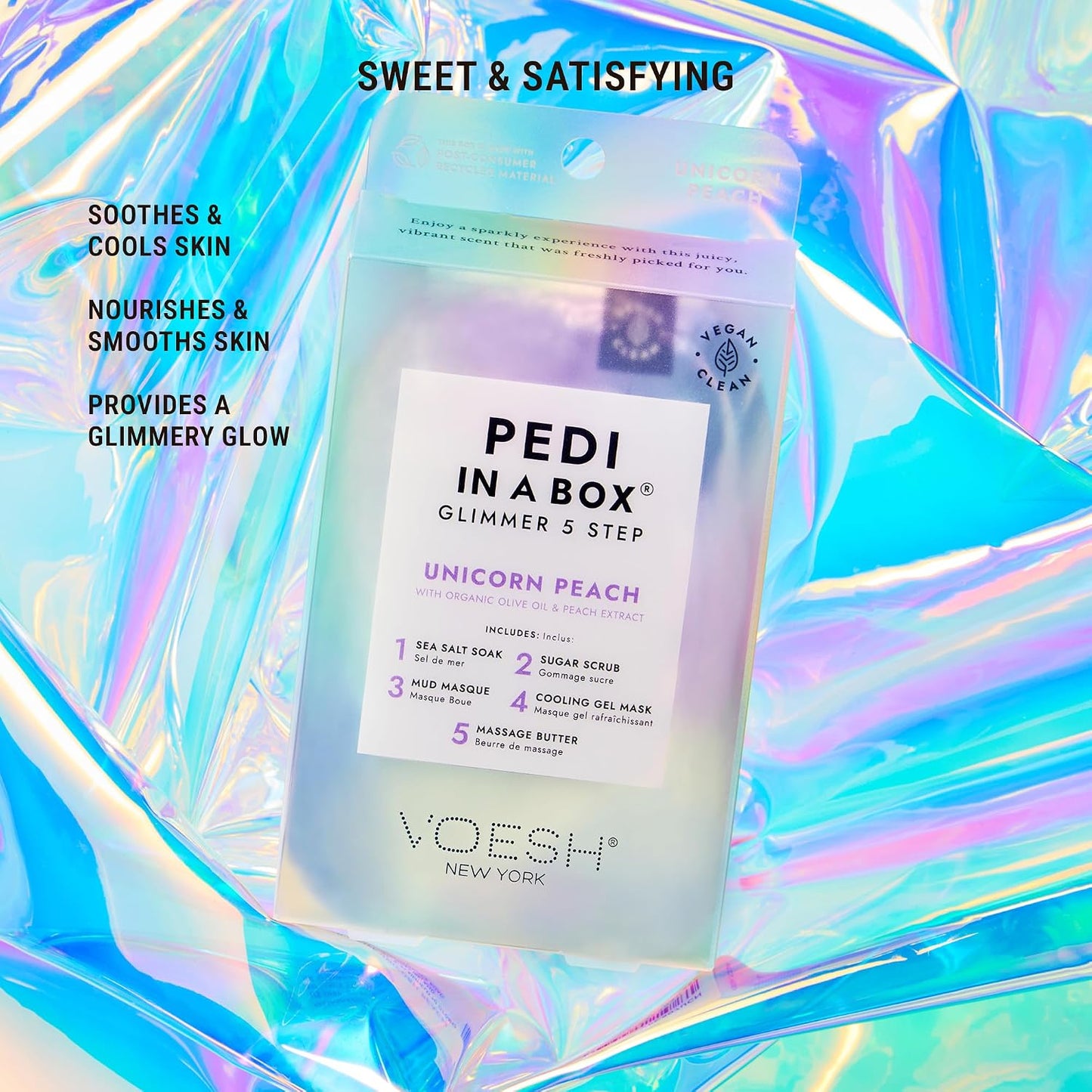 VOESH Pedi in a Box Glimmer - 2 Packs, Variety Pack, Pedi in a Box, Spa Pedicure Kit, Sparkly Pedicure, DIY Pedi, Foot Care, At-Home Pedi Products, Vegan Skincare