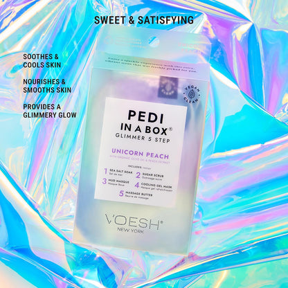 VOESH Pedi in a Box Glimmer - 2 Packs, Variety Pack, Pedi in a Box, Spa Pedicure Kit, Sparkly Pedicure, DIY Pedi, Foot Care, At-Home Pedi Products, Vegan Skincare