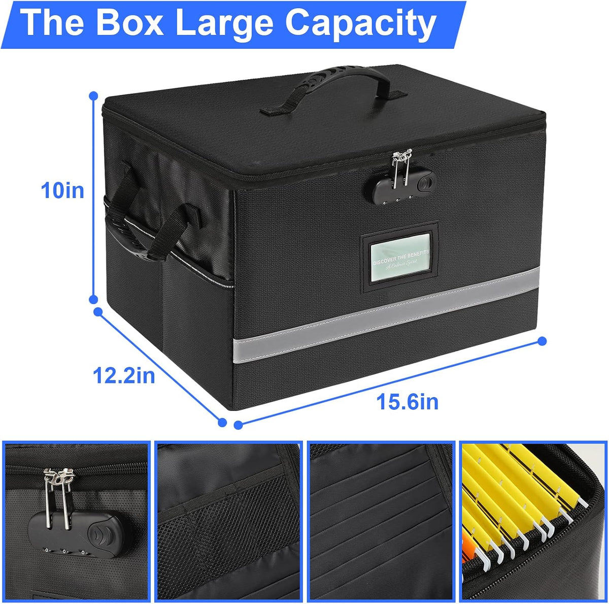 EXLIFBAG Fireproof File Organizer with Lock, 1 Layer