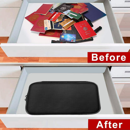 ENGPOW Small Fireproof Storage Organizer Case with Lock, 9”x 5.3”x 3.7”