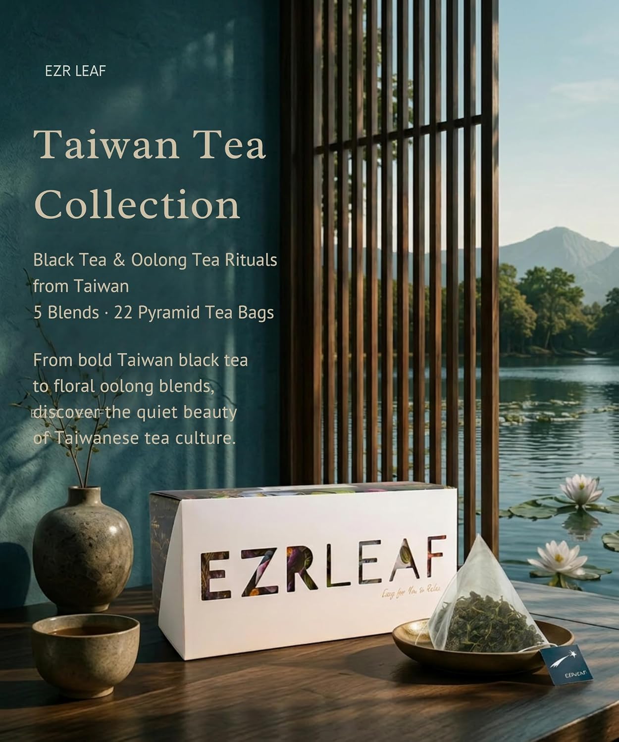 EZR LEAF Soft Wellness-Pura Caffeine-Free Herbal Tea Collection, 22ct Pyramid Tea Bags, Floral & Fruit Tea Gift Set with Lemon Verbena, Chamomile Mint, Dreamland & Roselle, Bedtime Tea Variety Gift Set, Premium Pyramid Tea Bags, Herbal Tea Gift Set