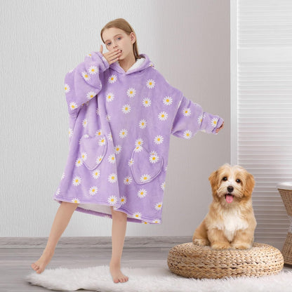 Fiosnow Glow in the Dark Unicorn Blanket Hoodies for Kids 6-13YR Oversize Wearable Blanket Hoodies for Boys Girls Teens