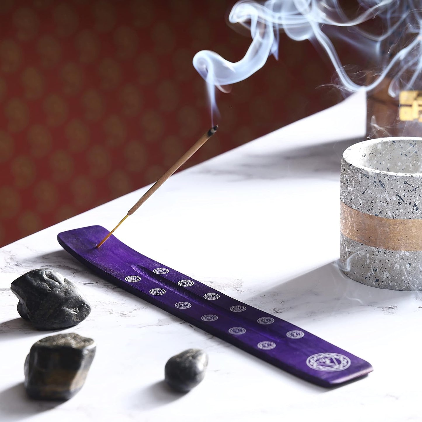 Bless-International Traditional-Handmade-Burner Wooden-Incense-Stick-Holder Ash-Catcher-Stand for-Aromatherapy-Meditation-Yoga (Incense Holder 10 inch(2 pcs))