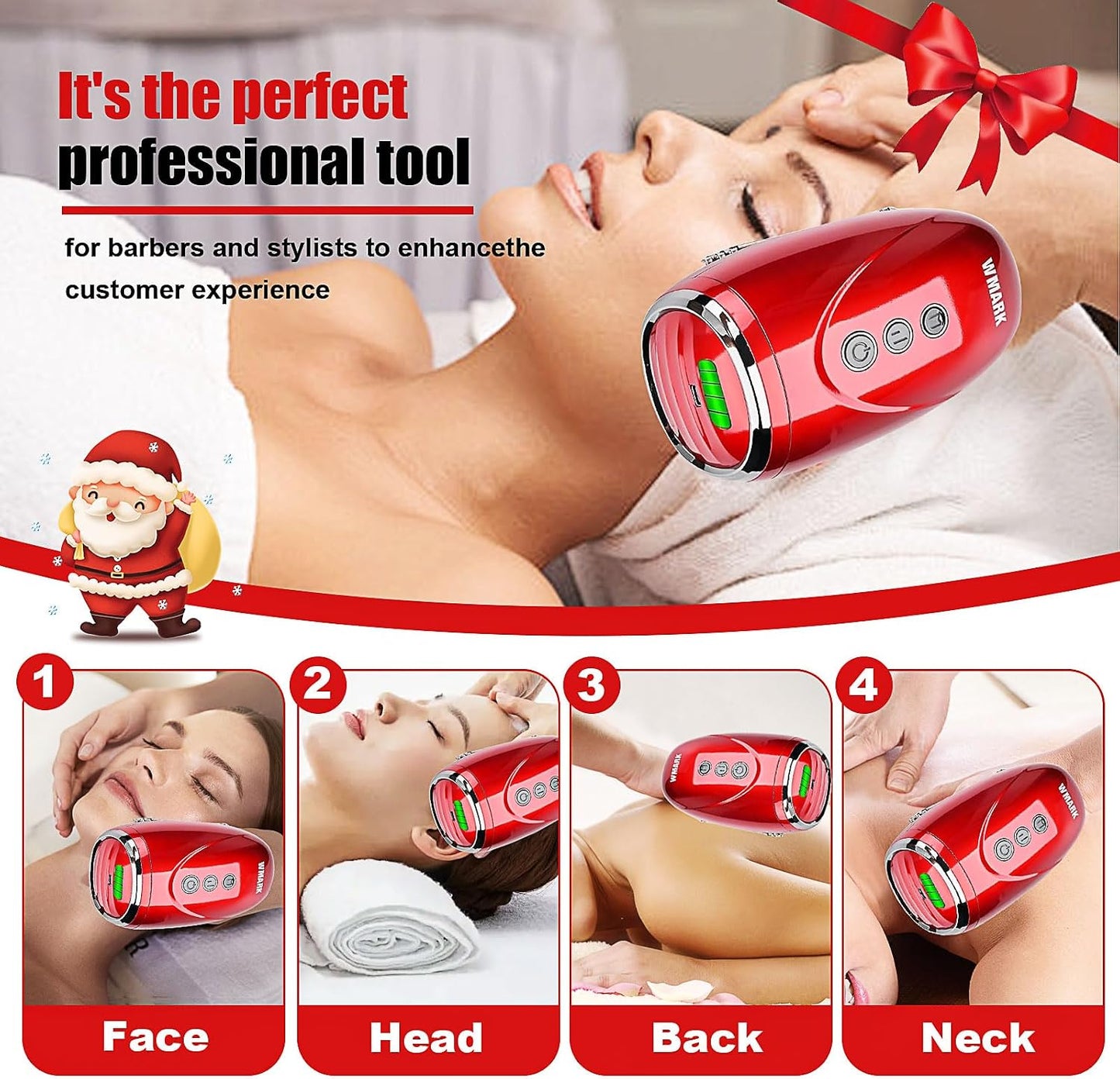 WMARK Barber Massager/Cordless Handheld Massager, Charge Neck/Legs/Hand/Face Massager, 2 Massage Nodes 2600AMH，Golden
