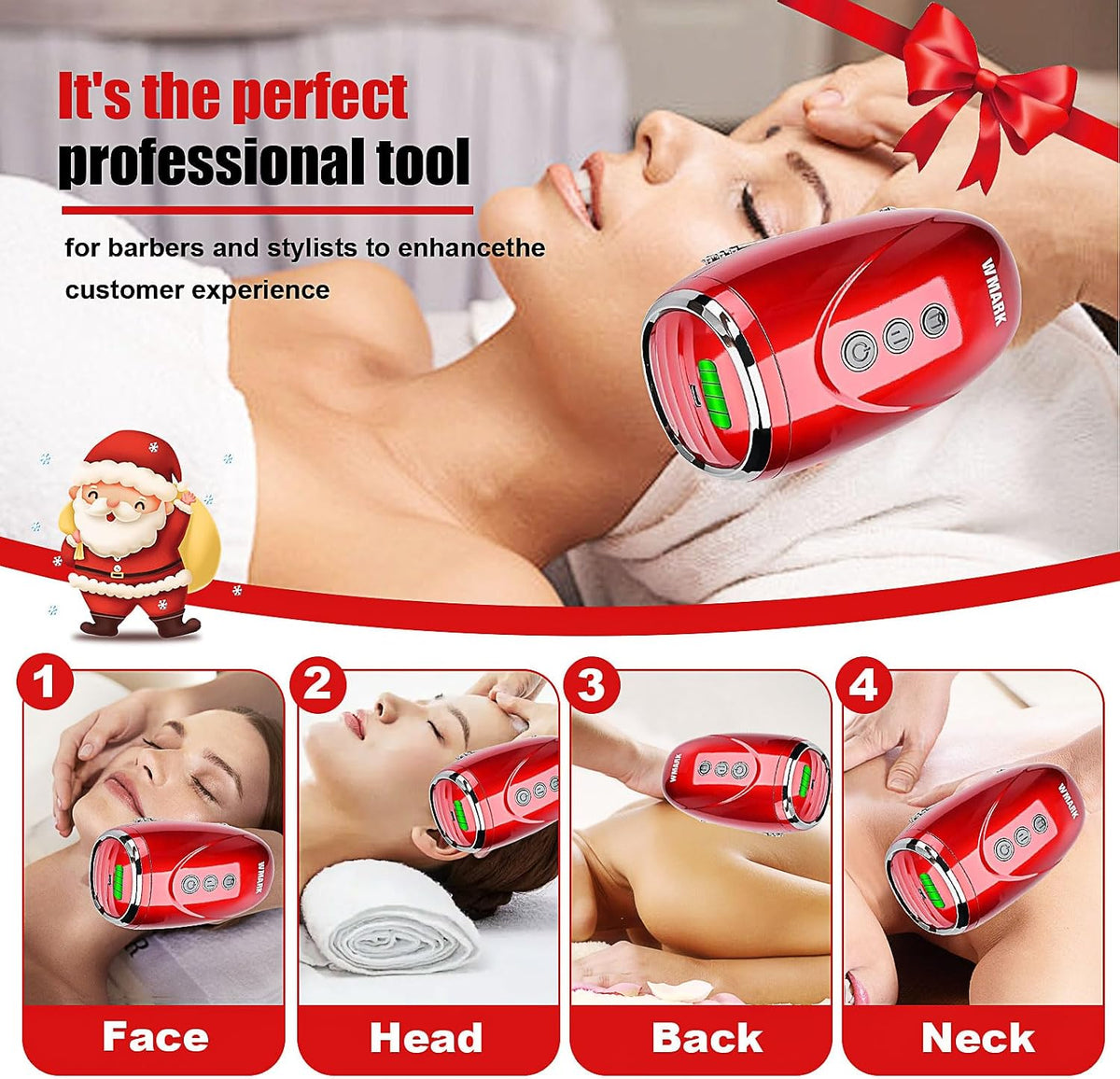 WMARK Barber Massager/Cordless Handheld Massager, Charge Neck/Legs/Hand/Face Massager, 2 Massage Nodes 2600AMH，Golden