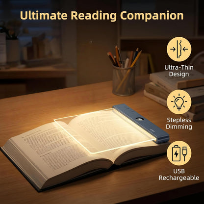 XL LED Flat Book Light for Reading at Night in Bed, Matte Pink