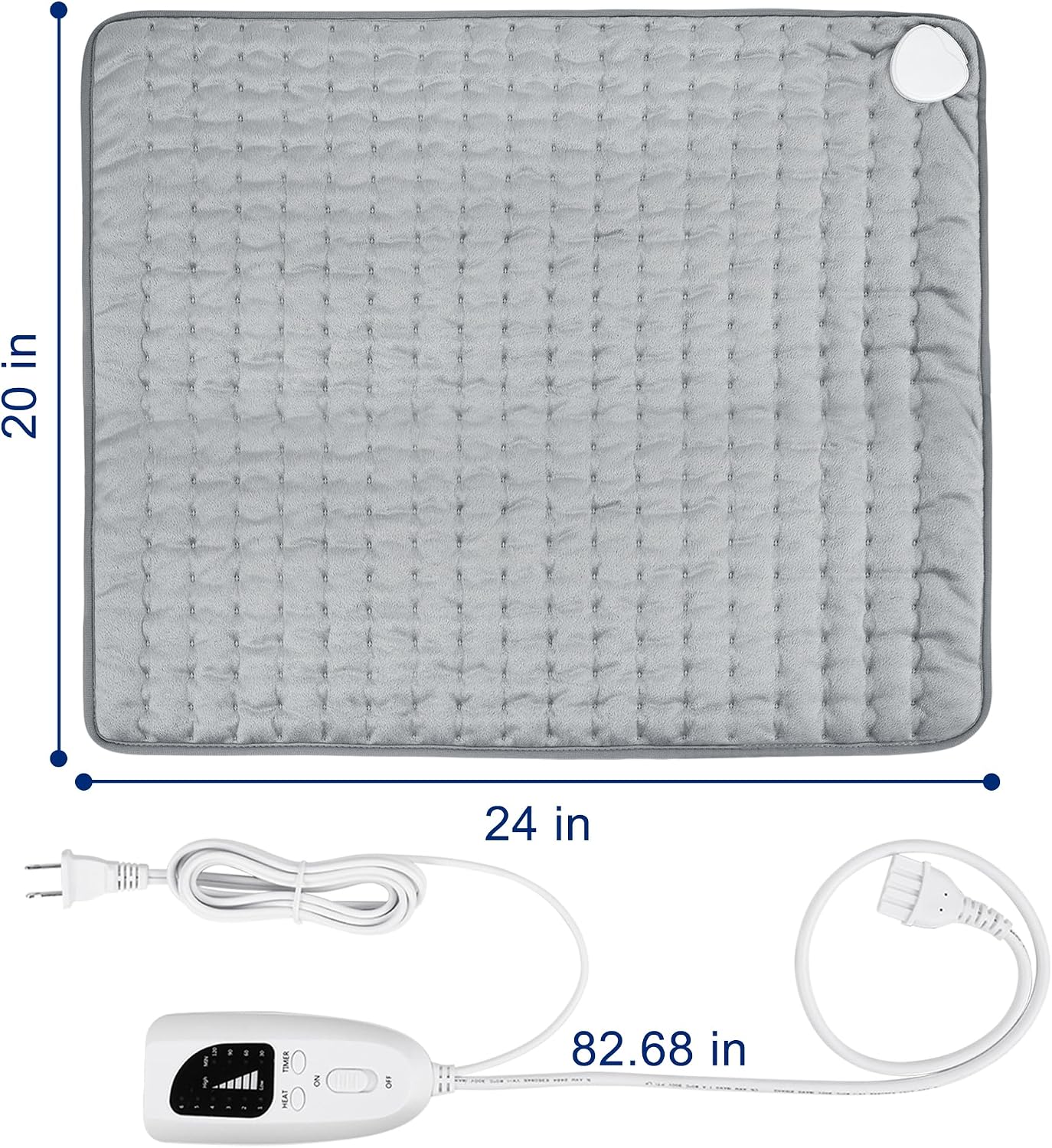 Electric Heating pad with 6 Heat Settings, Auto Shut Off, Dry Electric Heating for Back Neck Knee Arms Legs Shoulder Heat Pads for Christmas Birthday Father Mother's Day (24"X12", Gray Green)