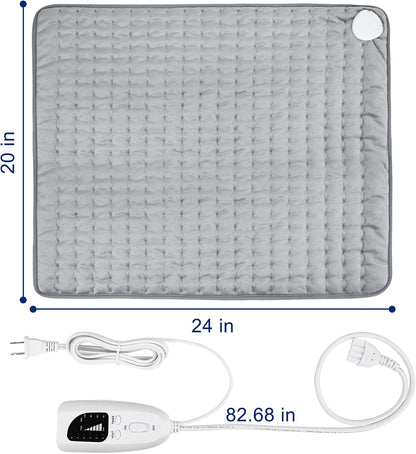 Electric Heating pad with 6 Heat Settings, Auto Shut Off, Dry Electric Heating for Back Neck Knee Arms Legs Shoulder Heat Pads for Christmas Birthday Father Mother's Day (24"X12", Gray Green)