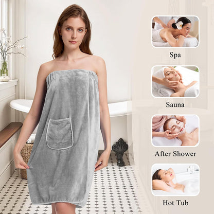 PJGGZ Towel Wrap for Women, Adjustable Button Quick Dry Absorbent Bath Wrap