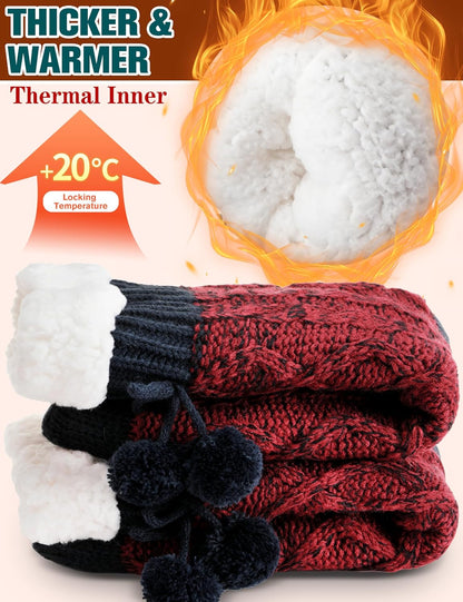 Welwoos Womens Slipper Fuzzy Grips Socks Fluffy Winter Warm Thick Thermal Cozy Plush Non Slip Cabin Soft Fleece Socks