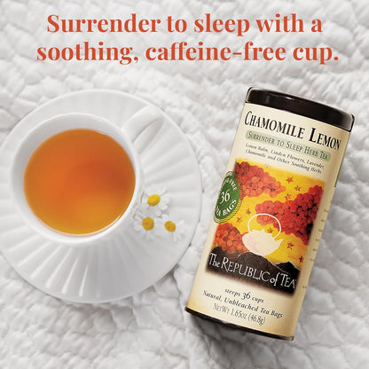 The Republic of Tea Chamomile Lemon Herbal Tea, Caffeine Free, 36 Count