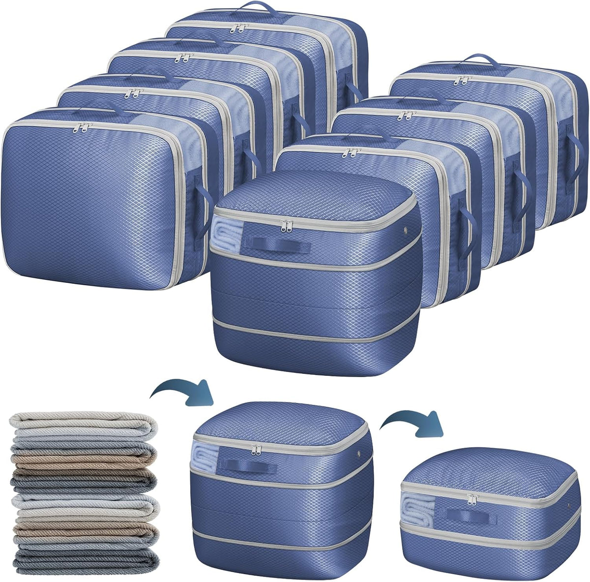 DIMJ Comforter Storage Bag - Blanket Storage Organizer Compression Bags, Large Capacity Ultra Space Saving Self Compression Organize for Bedding, Pillow, Duvet, Sheet Storage with Zipper Window