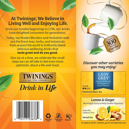 Twinings Earl Grey Black Bergamot Caffeinated Tea Bags, 100 CT Box (1 Pack)