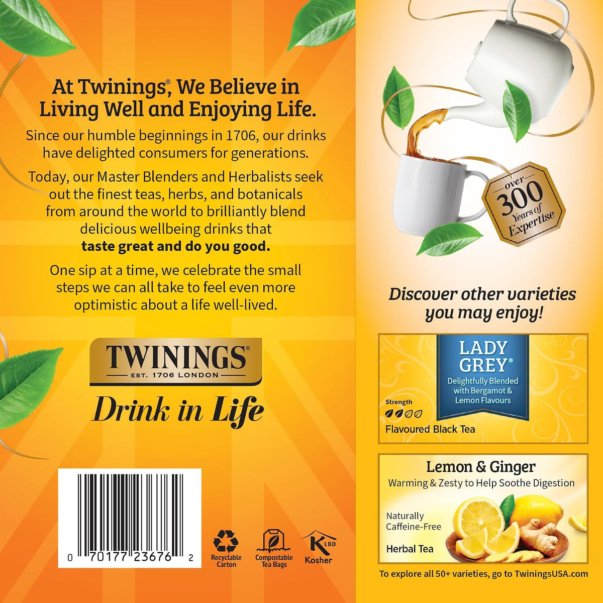 Twinings Earl Grey Black Bergamot Caffeinated Tea Bags, 100 CT Box (1 Pack)