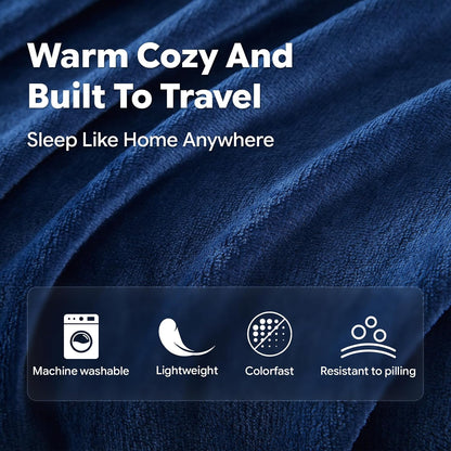 Travel Blanket, Soft 2-in-1 Airplane Blanket, 65x40 Inches, Travel Blanket Airplane Compact with Bag, Car Blanket with Luggage Sleeve & Backpack Clip (Light Grey)