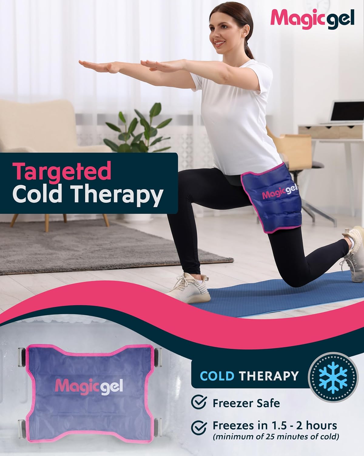 Magic Gel Hip Ice Pack Wrap - Reusable Cold Pack for Hip Bursitis, Hip Replacement Surgery and Hip Flexor Pain. Hip ice wrap for Inflammation, Swelling and Hip Pain Relief