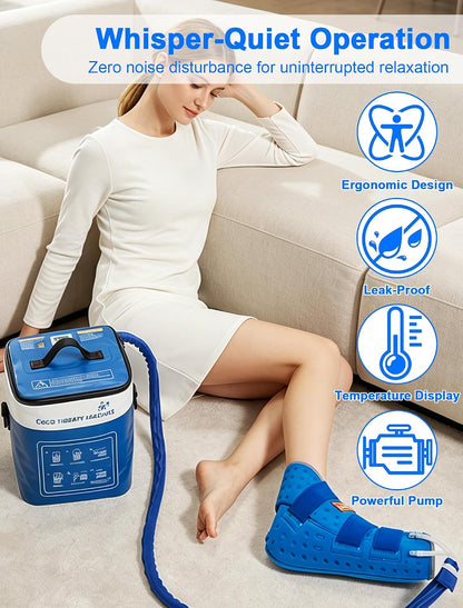 Cold Therapy Machine for Foot Ankle Surgery, Ice Therapy Machine with Pressure Regulator, Timer & Temperature Display, Cryotherapy Unit with Foot Ankle Ice Pack Wrap for Post-Surgery Recovery
