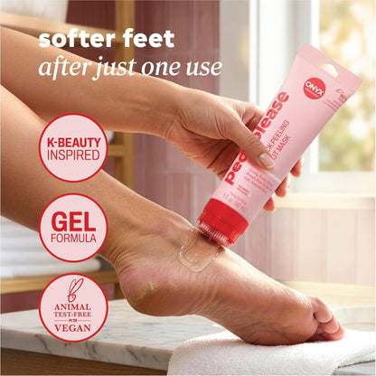 Onyx Professional Pedi Please Foot Mask - Quick Peeling, Gently Peels Away Rough Skin to Reveal Soft Smooth Skin, Includes Built-in Brush & Scrubbing Applicator, 5 fl. oz.