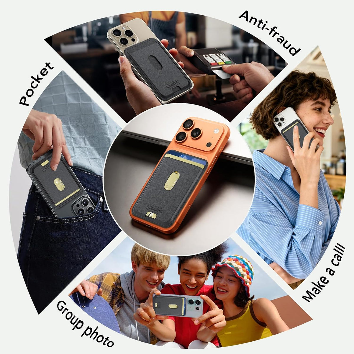 IKT for Magsafe Wallet, Work with Apple Find My Tracking, Strongest Magnetic Leather Card Holder Wallet for iPhone 17/16/15/14/13/12 Pro Max Air Plus, Wireless Charging, 3-Cards RFID Holder, Black