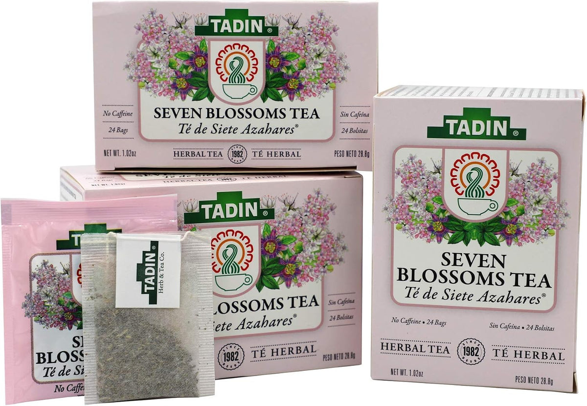 Tadin Tea Seven Blossoms Tea with Linden Flowers Valerian Root, Caffeine - Free, 24 Count (Pack of 3)