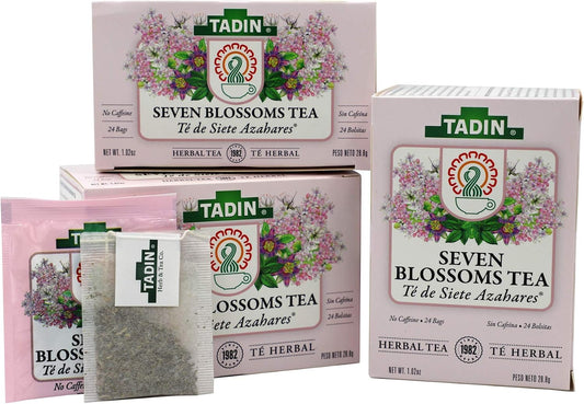 Tadin Tea Seven Blossoms Tea with Linden Flowers Valerian Root, Caffeine - Free, 24 Count (Pack of 3)