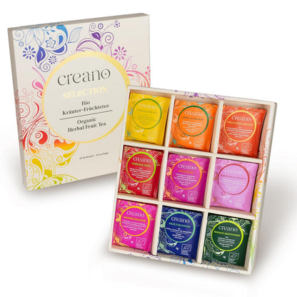 Creano Organic Herbal Tea Sampler Gift Set - Tea Gift Box - 27 Organic Tea Bags in 9 Different Varieties 54 g