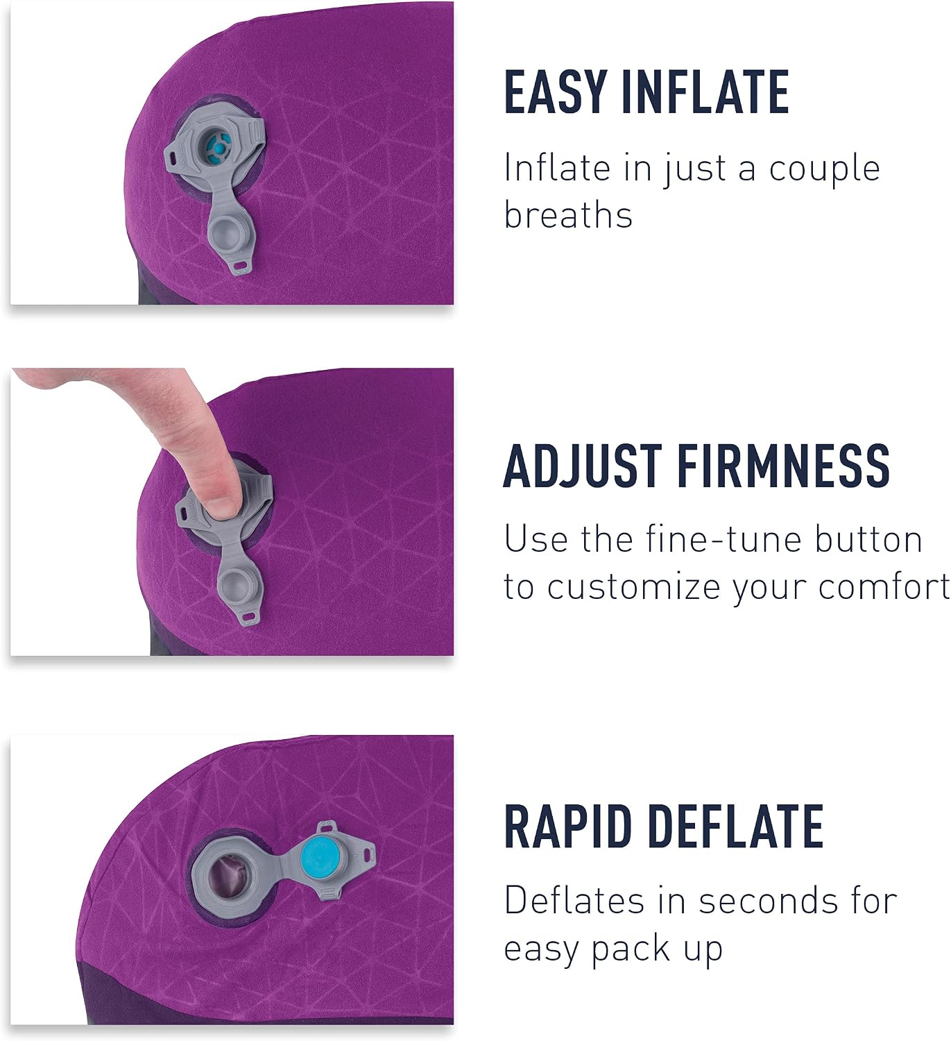 Sea to Summit Aeros Premium Traveller Inflatable Neck Pillow, Navy Blue