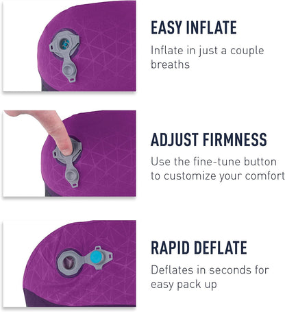 Sea to Summit Aeros Premium Traveller Inflatable Neck Pillow, Navy Blue