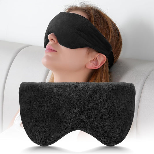 Sivio Weighted Eye Mask for Sleeping, Cooling & Cozy Reversible Blackout Sleep Mask for Women & Men, Microwave Freezable Heavy Blindfold for Airplane, Travel, Meditation, 0.55lb, Grey