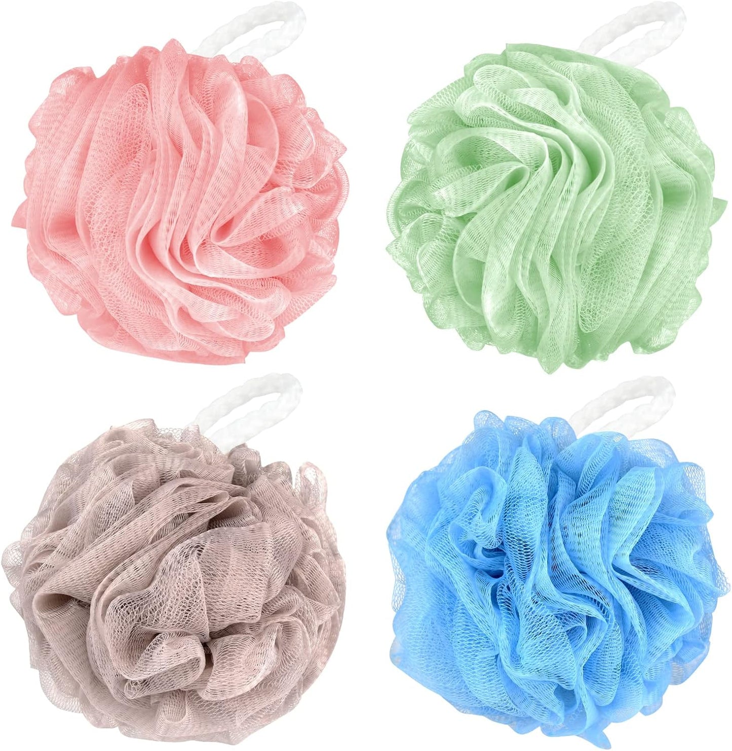 Chuya Bath Sponges Loofahs 70 Grams Large Size,4 Pack Shower Sponge Exfoliating Cleaning Bath Loofa Body Scrubber Balls for Women Men Children Washing