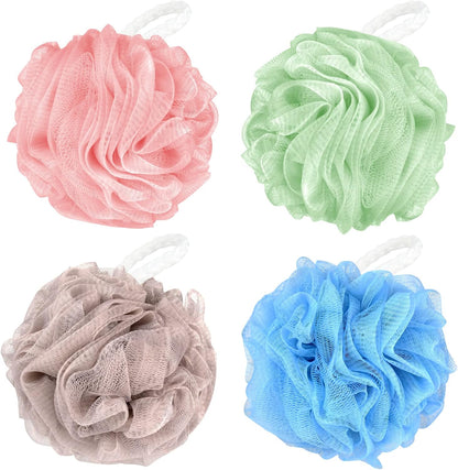 Chuya Bath Sponges Loofahs 70 Grams Large Size,4 Pack Shower Sponge Exfoliating Cleaning Bath Loofa Body Scrubber Balls for Women Men Children Washing