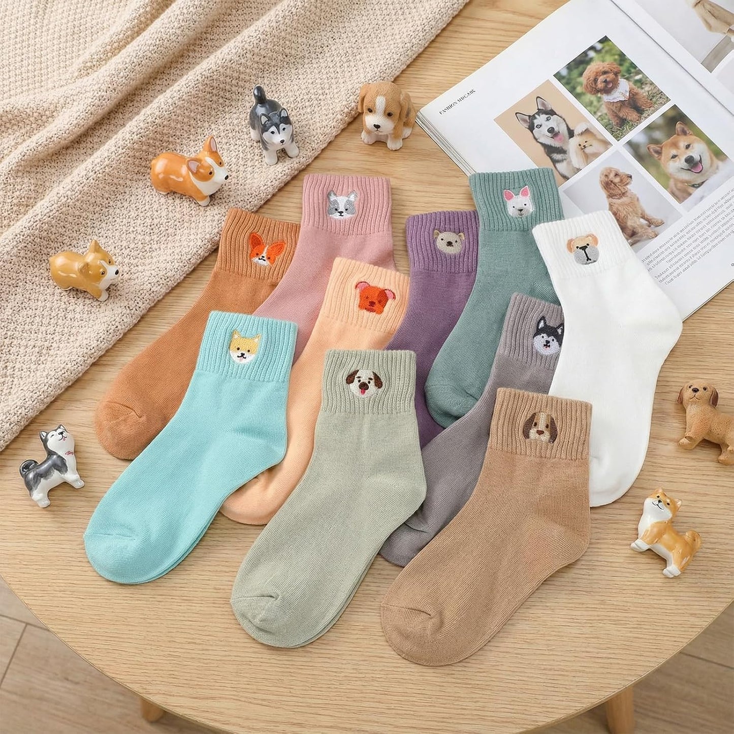 Eurzom 10 Pairs Socks Womens Crew Elastic Ankle Length Cotton Socks Aesthetic Cute Lightweight Low Cut Gifts for Women - Colors A