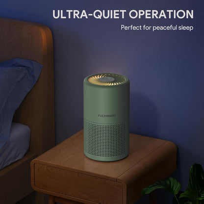 FULMINARE Air Purifiers for Home Bedroom H13 HEPA Air Purifier, 3 Speeds, Timer, 24dB, Small Mini Air Purifier with Night Light, Sage Green