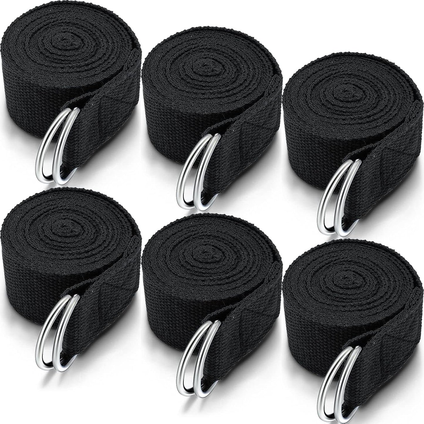 6 Pcs Yoga Straps for Stretching 8 Ft, Safe D Ring Buckle