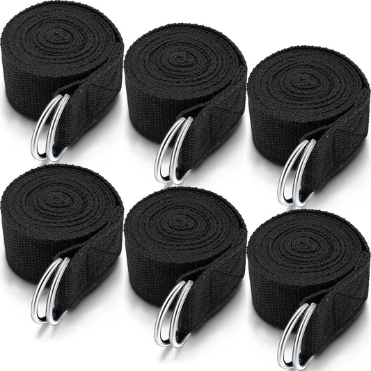 6 Pcs Yoga Straps for Stretching 8 Ft, Safe D Ring Buckle