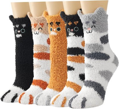 Plush Fuzzy Socks for Women Fluffy Cozy Slipper Socks Fall Thanksgiving Birthday Gifts for Her