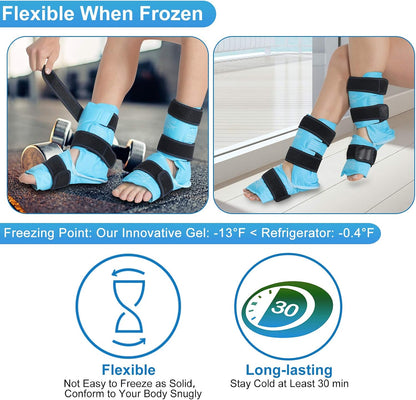 Relief Expert Ankle Ice Pack Wrap – Reusable Cold Gel Pack for Foot and Heel, Dual-Sided Design with Soft Plush Lining, Flexible Cold Compress for Achilles and Ankle Support, Blue